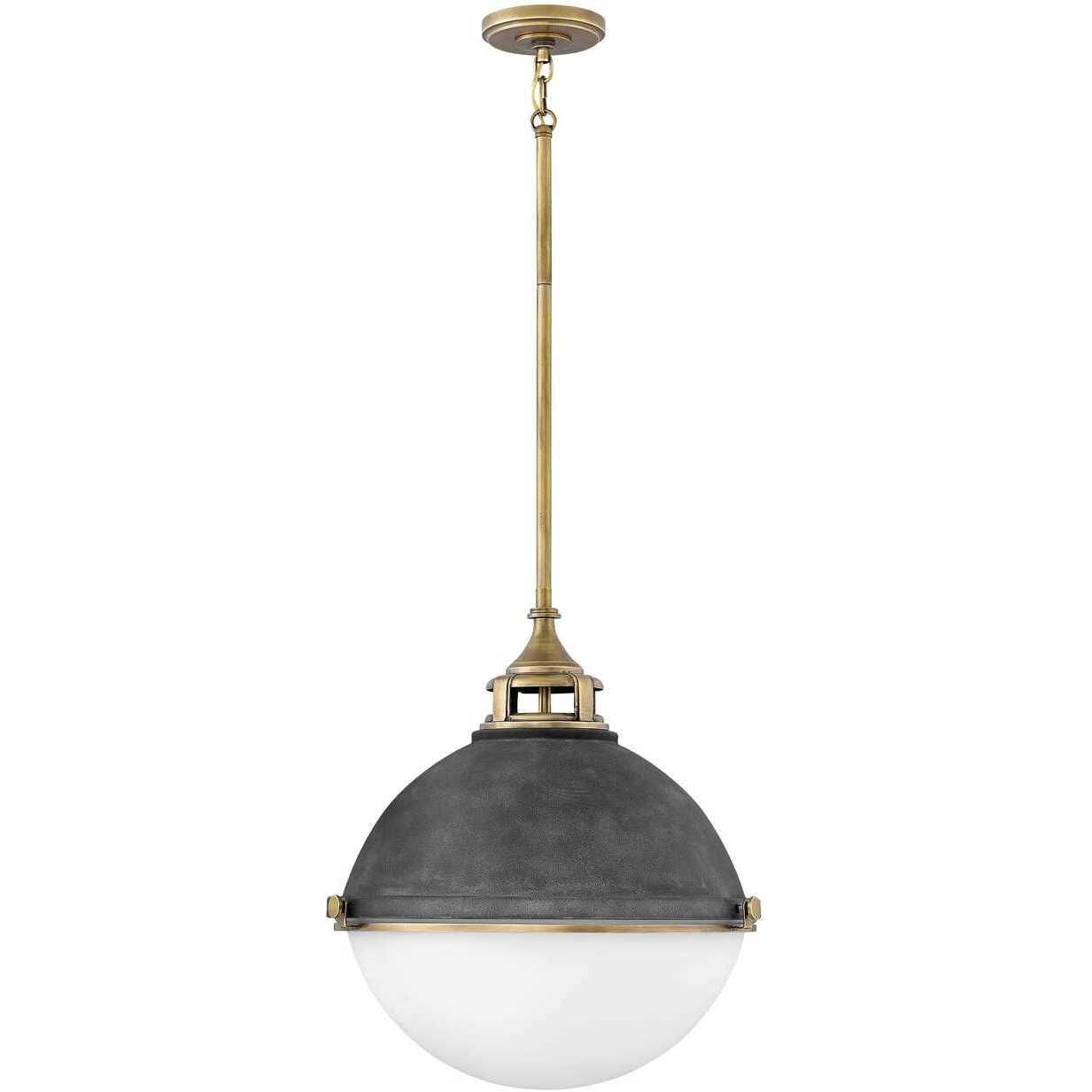 Fletcher 2 Light 18 inch Aged Zinc with Heritage Brass Indoor Chandelier Ceiling Light