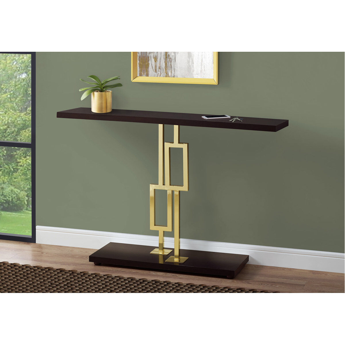Thompson 47 X 32 inch Cappuccino and Gold Accent Table