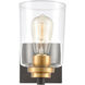 Moore 1 Light 7 inch Matte Black with Brushed Brass Vanity Light Wall Light