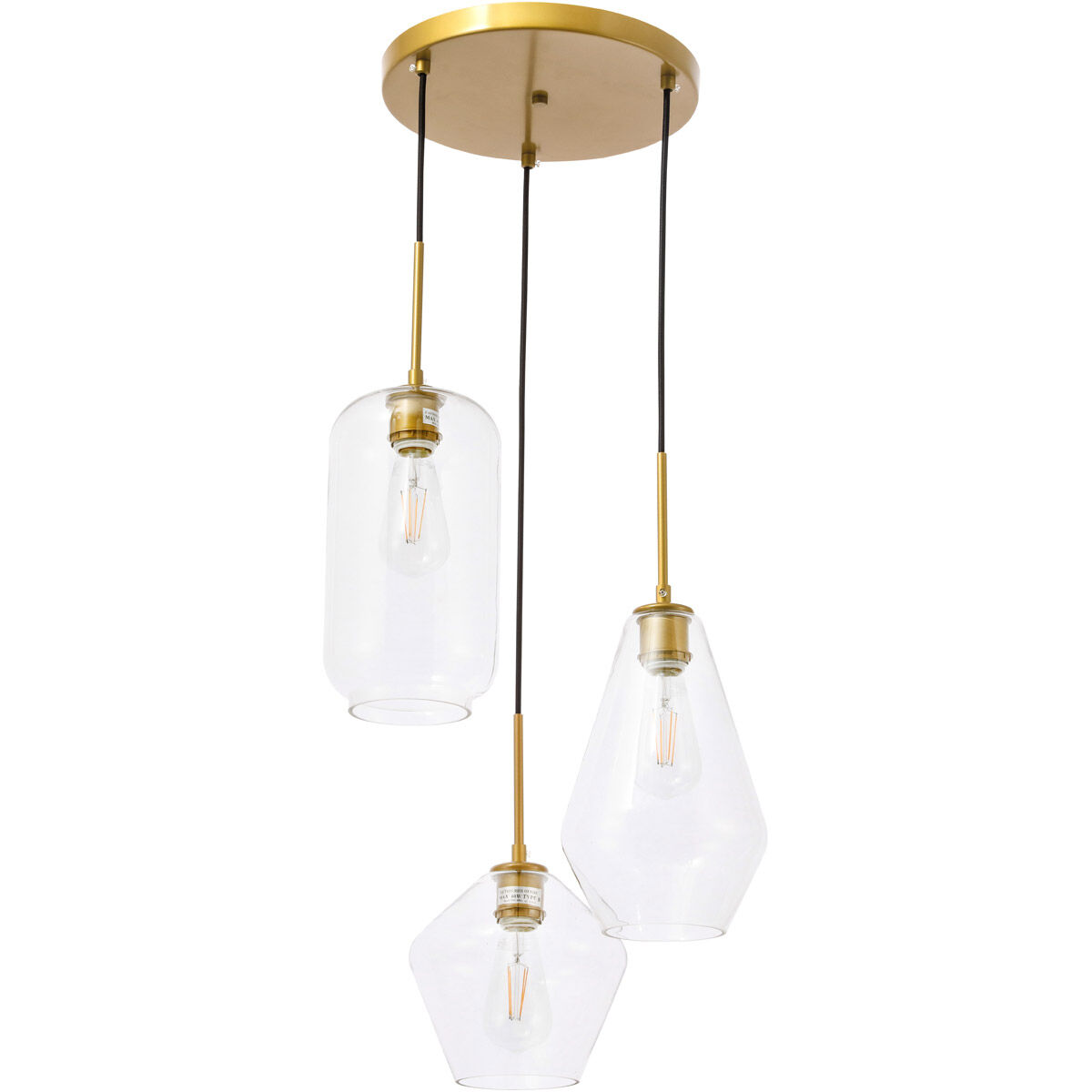 Rochester 3 Light 17 inch Brass Pendant Ceiling Light