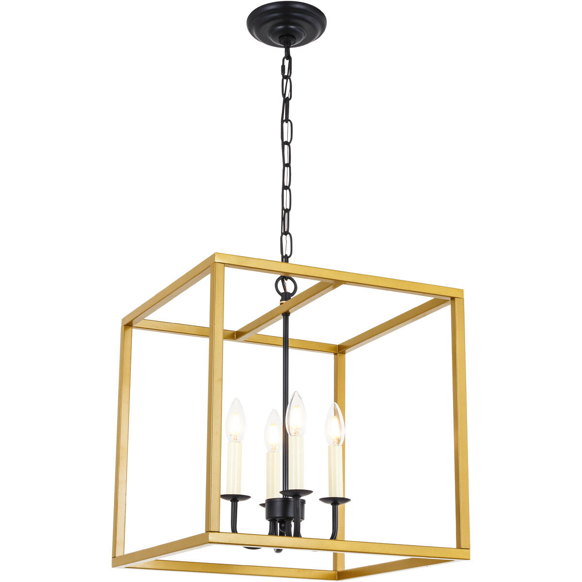 Oyster Bay 4 Light 16 inch Brass and Black Pendant Ceiling Light