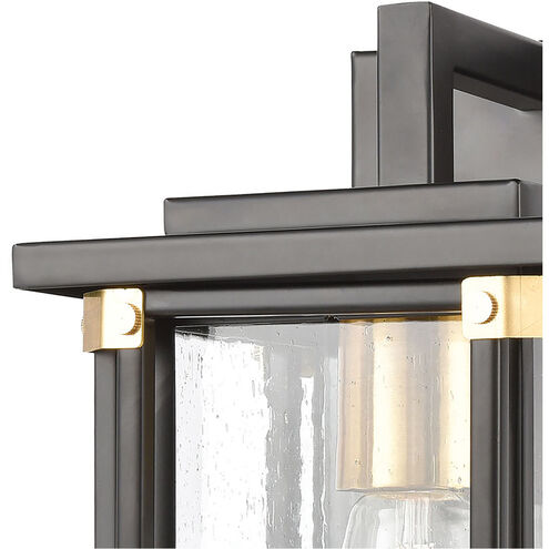 Gettysburg 1 Light 11 inch Matte Black with Brushed Brass Outdoor Wall Sconce