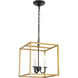 Oyster Bay 3 Light 12 inch Brass and Black Pendant Ceiling Light