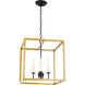 Oyster Bay 4 Light 16 inch Brass and Black Pendant Ceiling Light