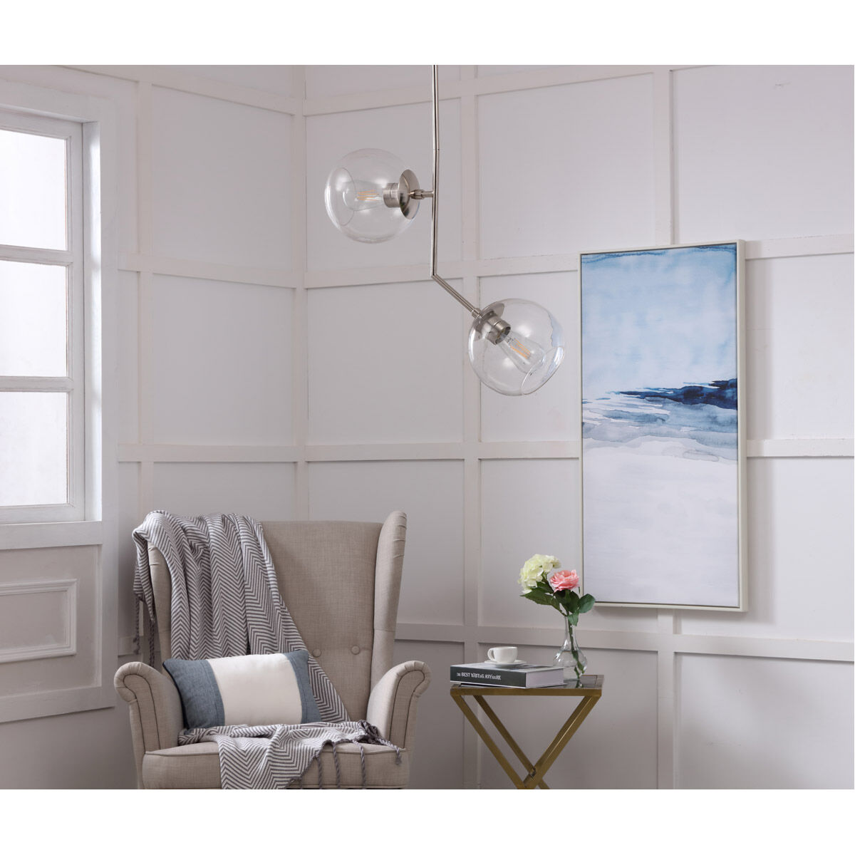 Monroe 2 Light 8 inch Chrome Pendant Ceiling Light