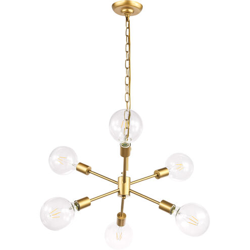Charleston 6 Light 16 inch Brass Pendant Ceiling Light