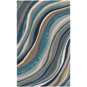 Olean 72 X 48 inch Teal/Aqua/Taupe/Cream/Dark Brown/Ink Rugs, Rectangle