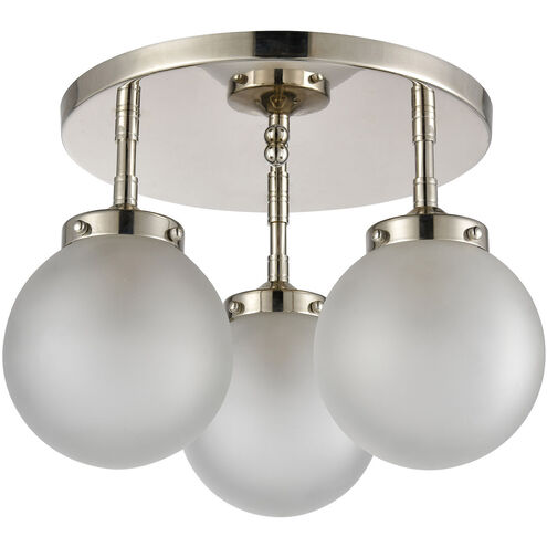 Altoona 3 Light 15 inch Polished Nickel with Frosted White Semi Flush Mount Ceiling Light