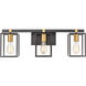 Shenandoah 3 Light 26 inch Matte Black with Brushed Brass Vanity Light Wall Light