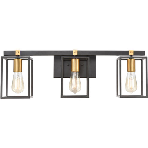Shenandoah 3 Light 26 inch Matte Black with Brushed Brass Vanity Light Wall Light