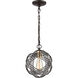 Heidelberg 1 Light 9 inch Oil Rubbed Bronze with Satin Brass Mini Pendant Ceiling Light