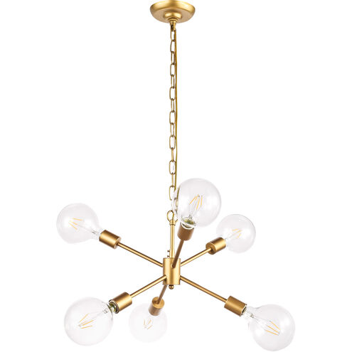 Charleston 6 Light 16 inch Brass Pendant Ceiling Light