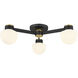 Arcwell Three-Globe Semi-FlushArcwell Modern 3 Light 30 inch Matte Black with Natural Brass Semi-Flush Ceiling Light