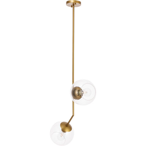Monroe 2 Light 8 inch Brass Pendant Ceiling Light