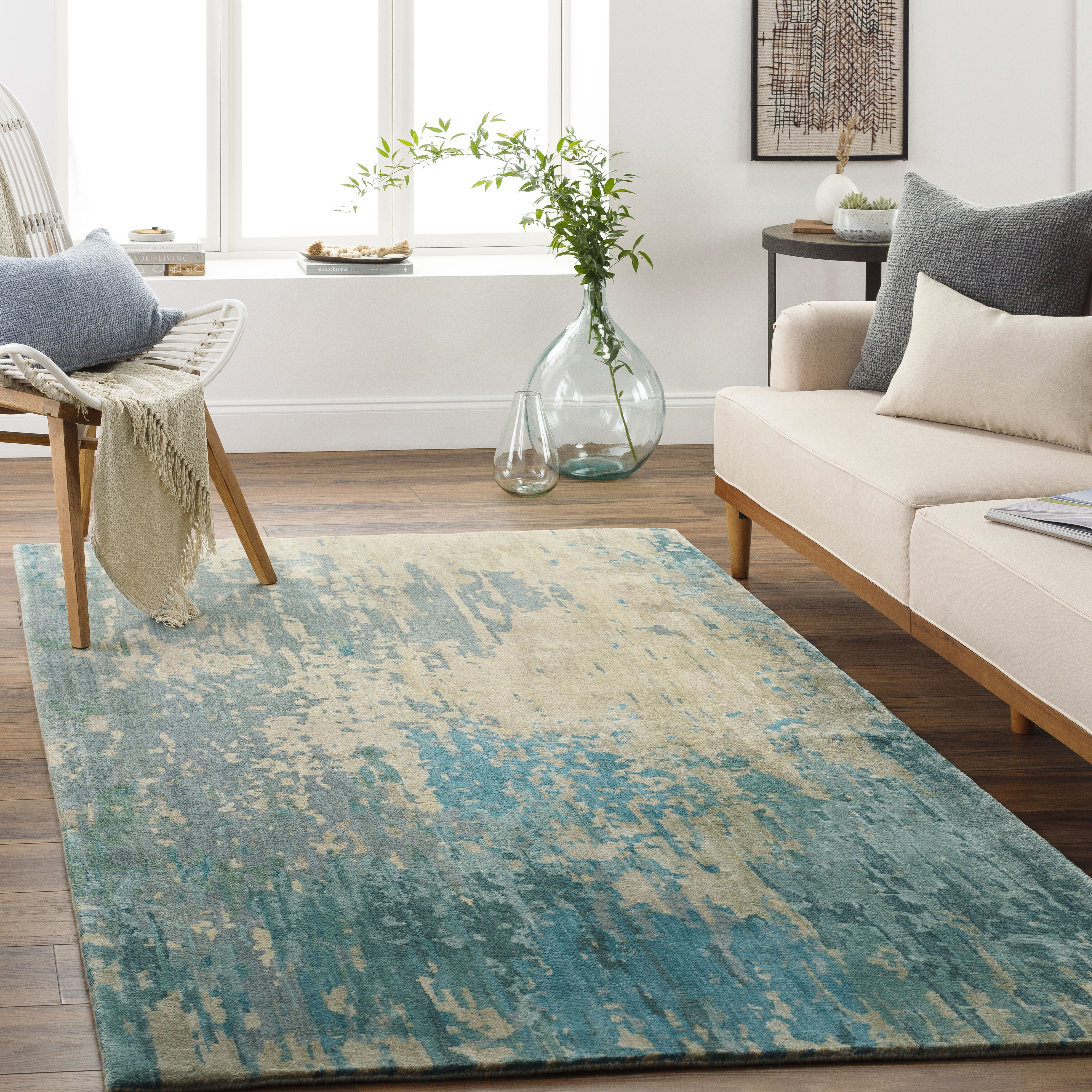 Windsor 96 X 60 inch Teal Rug, Rectangle