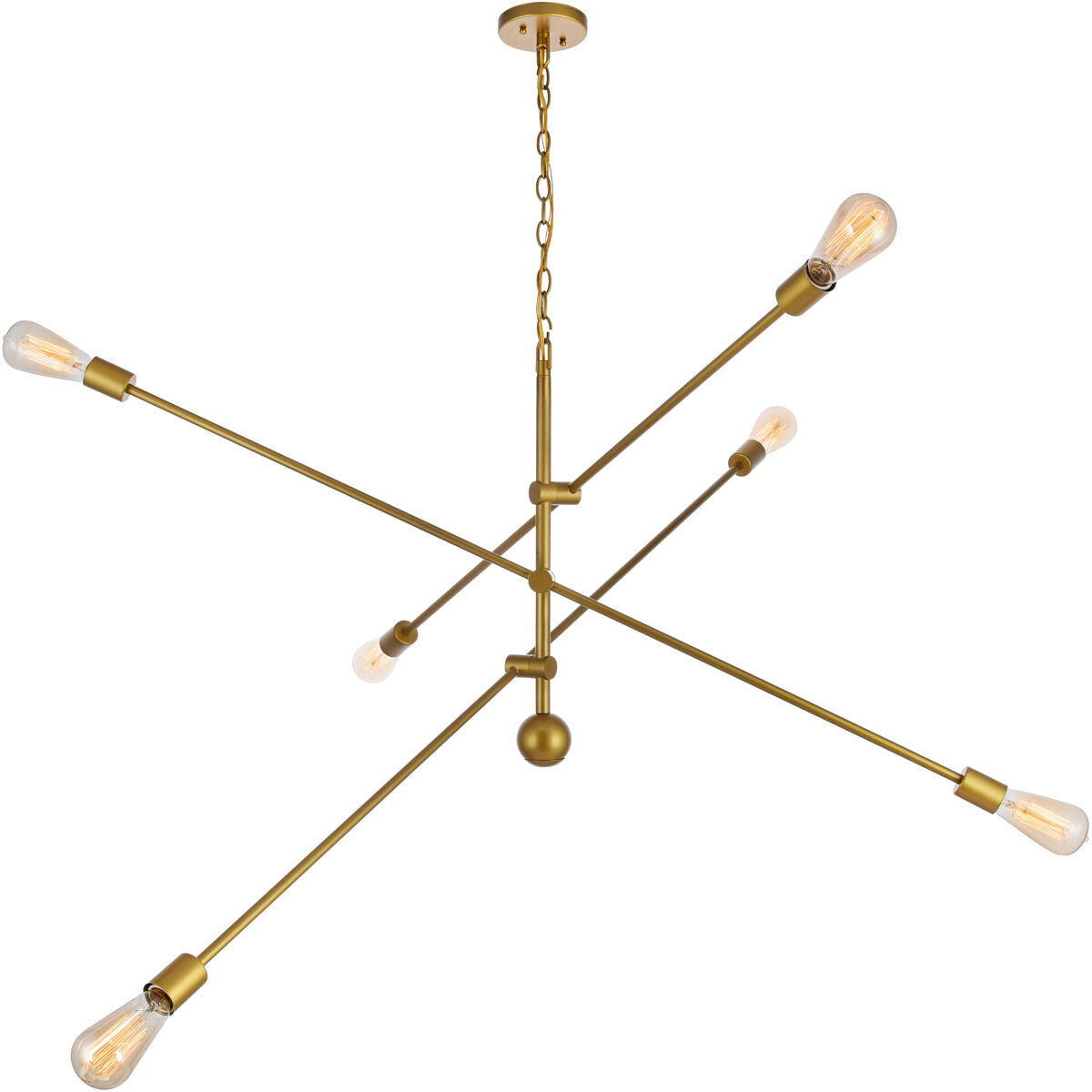 Newtown 6 Light 55 inch Brass Pendant Ceiling Light