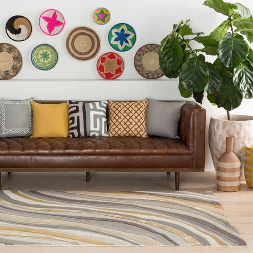 Olean 96 X 24 inch Medium Gray/Charcoal/Bright Yellow/Taupe/Ivory Rugs, Runner