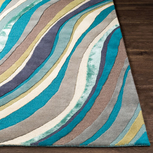 Olean 96 X 60 inch Teal/Aqua/Taupe/Cream/Dark Brown/Ink Rugs, Rectangle