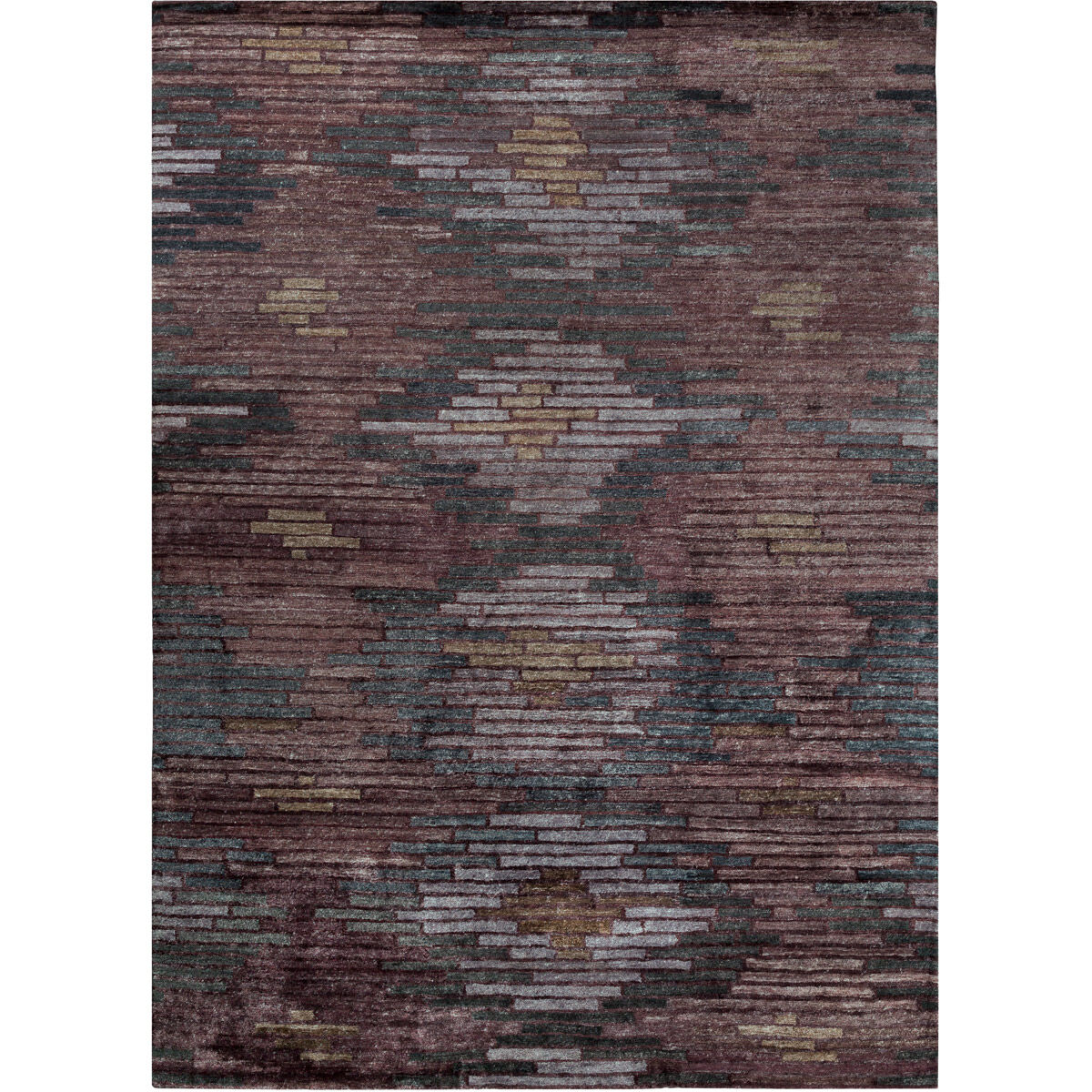 Coolbaugh 132 X 96 inch Eggplant/Mauve/Dark Green/Medium Gray/Tan Rugs, Viscose