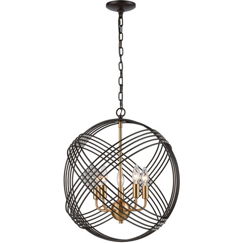 Heidelberg 5 Light 19 inch Oil Rubbed Bronze with Satin Brass Chandelier Ceiling Light