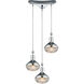 Boston 3 Light 12 inch Polished Chrome Mini Pendant Ceiling Light, Triangular