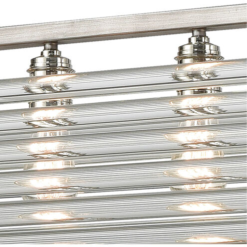 Jeddo 6 Light 51 inch Weathered Zinc with Polished Nickel and Clear Chandelier Ceiling Light
