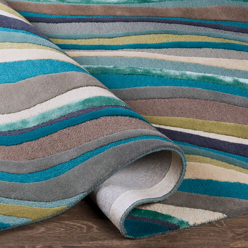 Olean 96 X 60 inch Teal/Aqua/Taupe/Cream/Dark Brown/Ink Rugs, Rectangle