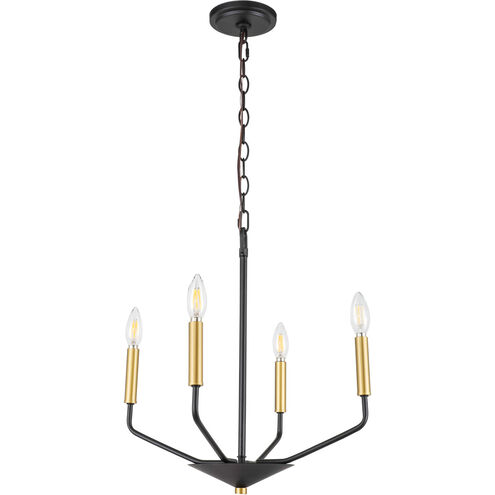Geneseo 4 Light 18 inch Black and Brass Pendant Ceiling Light