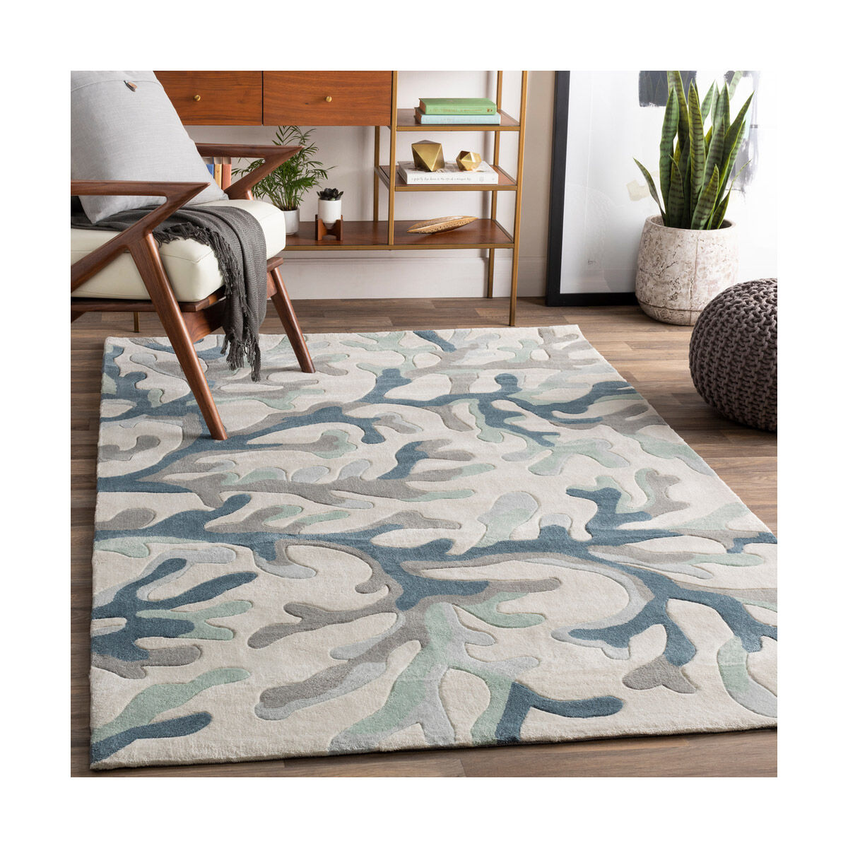 Scranton 96 X 30 inch Dark Blue/Medium Gray/Sea Foam/Light Gray/Ivory Rugs, Polyester
