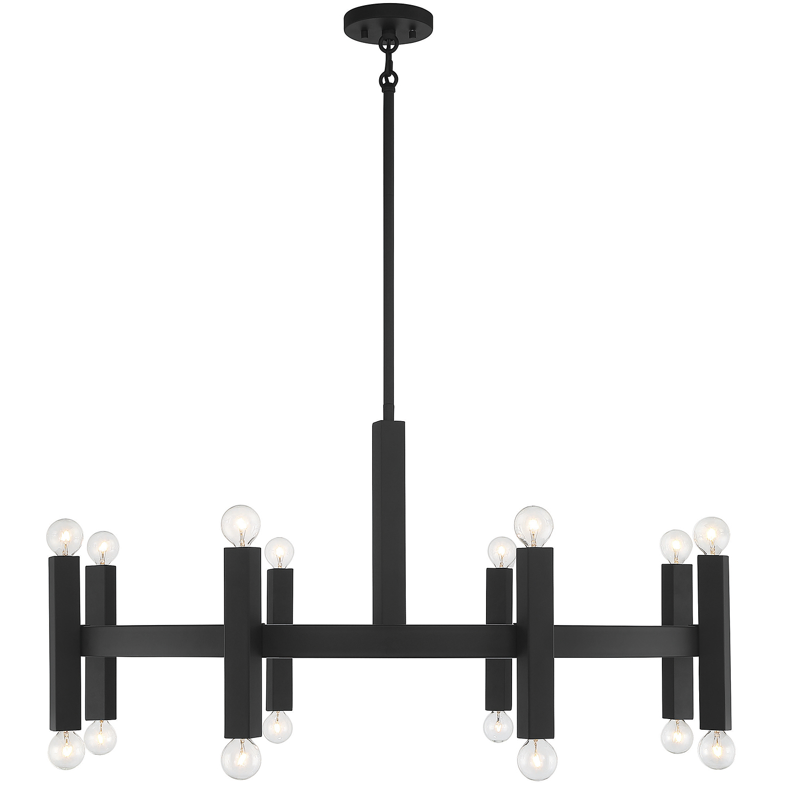 Lumenfold Sixteen-Light Linear ChandelierLumenfold 16 Light 40.5 inch Matte Black Chandelier Ceiling Light
