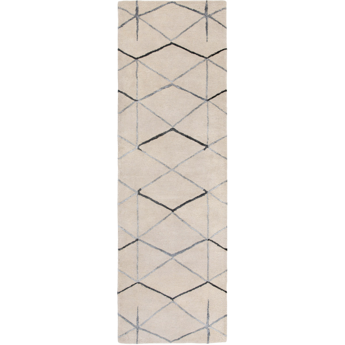 Rye 36 X 24 inch Medium Gray/Black/Ivory Rugs, Wool and Viscose
