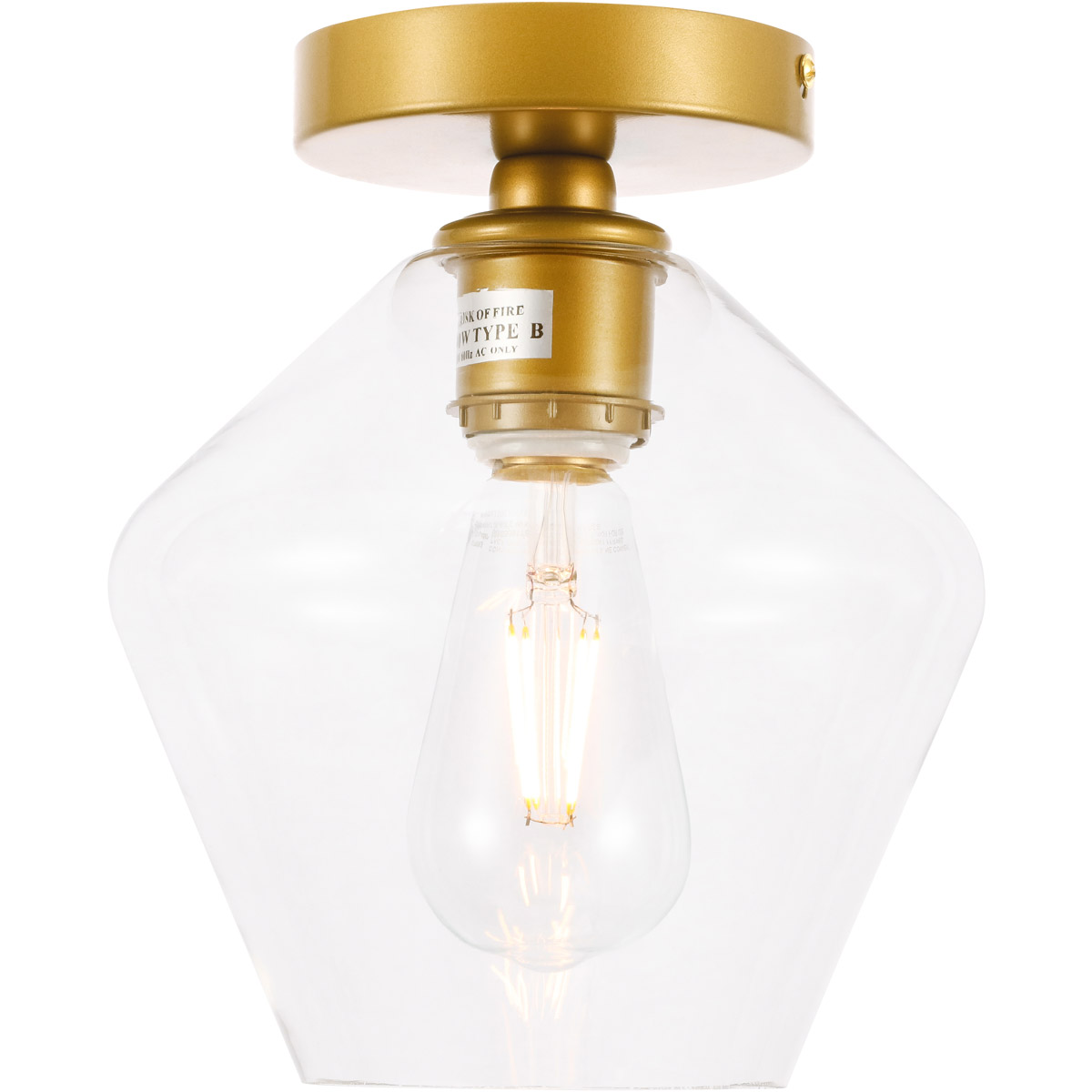 Rochester 1 Light 7.9 inch Brass Flush Mount Ceiling Light