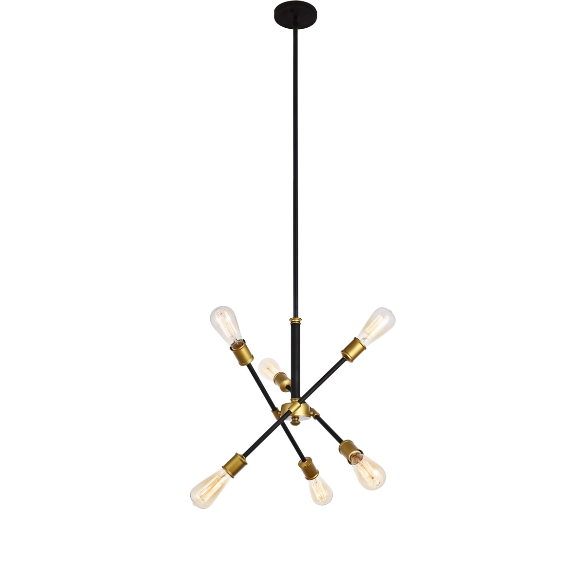 Newtown 6 Light 17.1 inch Black and Brass Pendant Ceiling Light
