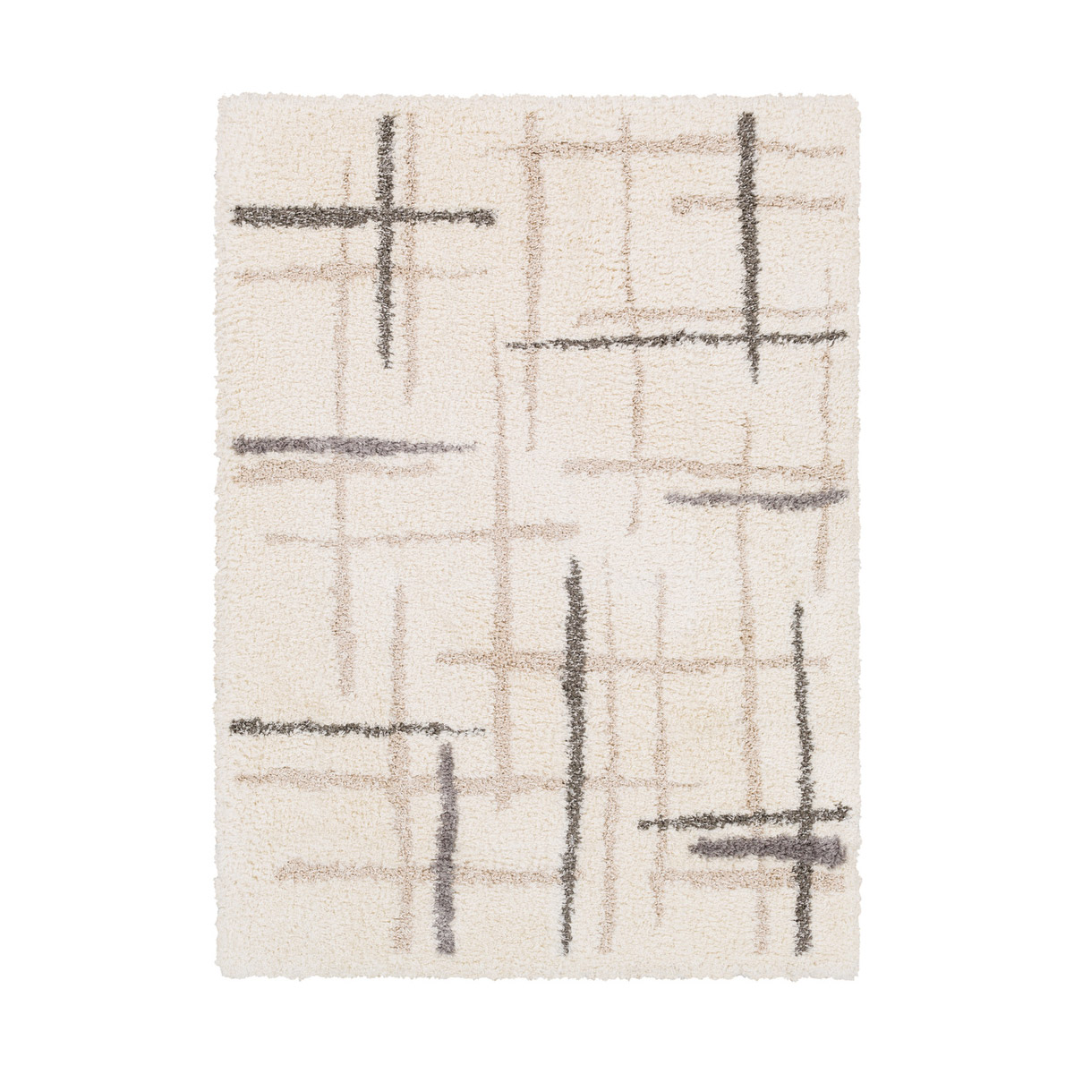 Suffern 87 X 63 inch White/Cream/Light Gray/Medium Gray/Dark Brown Rugs, Polyester and Polypropylene
