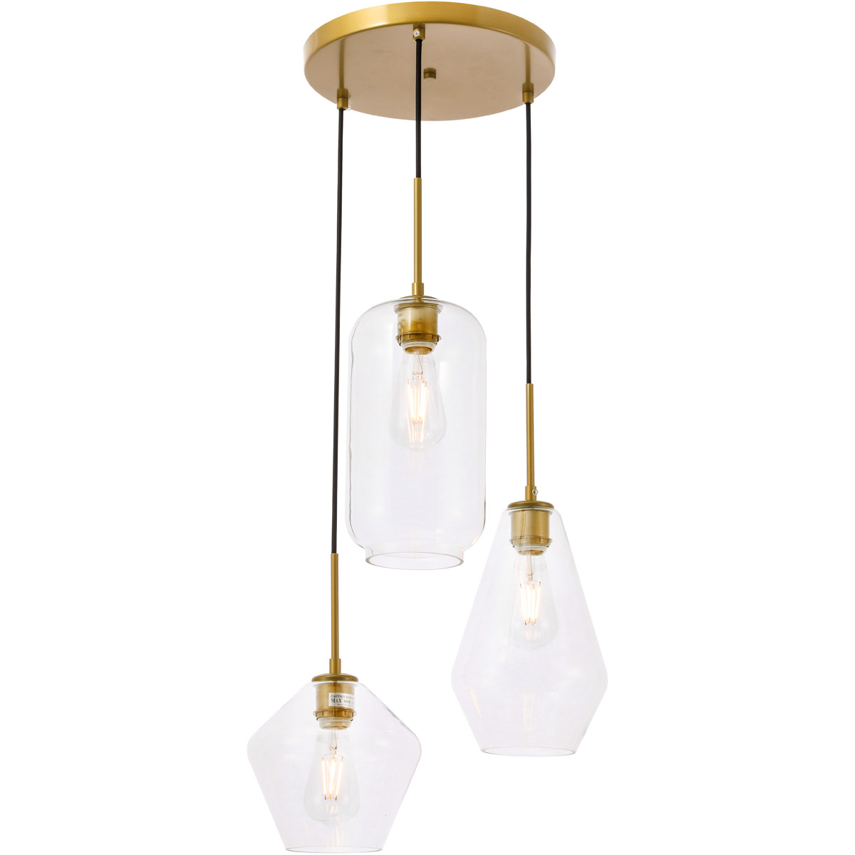 Rochester 3 Light 17.3 inch Brass Pendant Ceiling Light