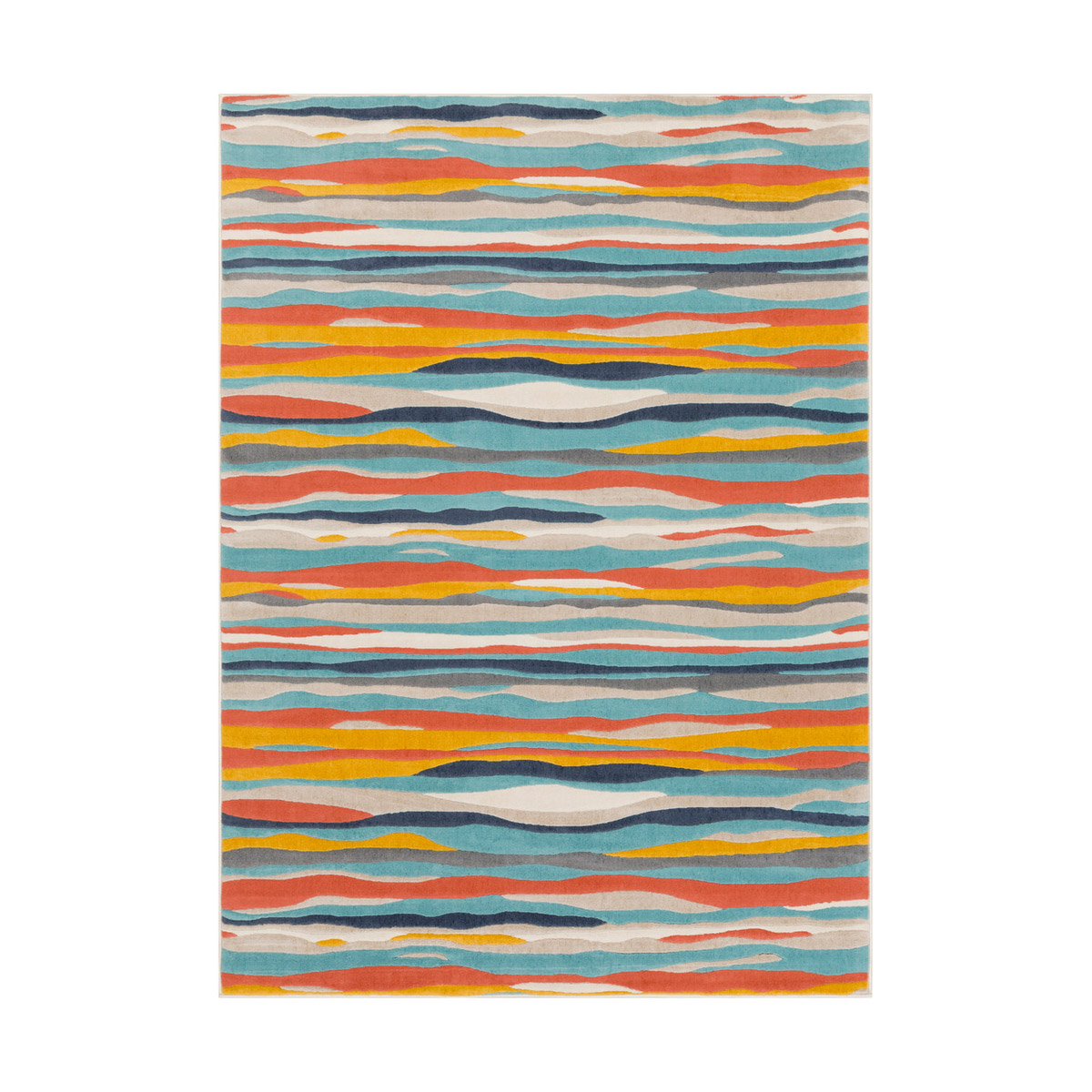 Islip 87 X 63 inch Aqua/Charcoal/Coral/Mustard/Light Gray/Beige/Taupe Rugs, Rectangle