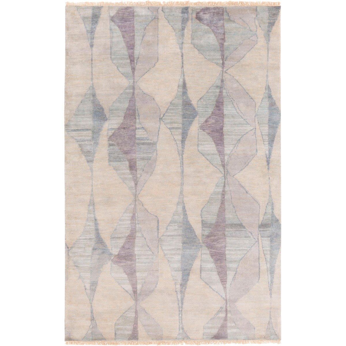 Richland 108 X 72 inch Cream/Mauve/Teal/Moss/Light Gray/Aqua Rugs, Wool