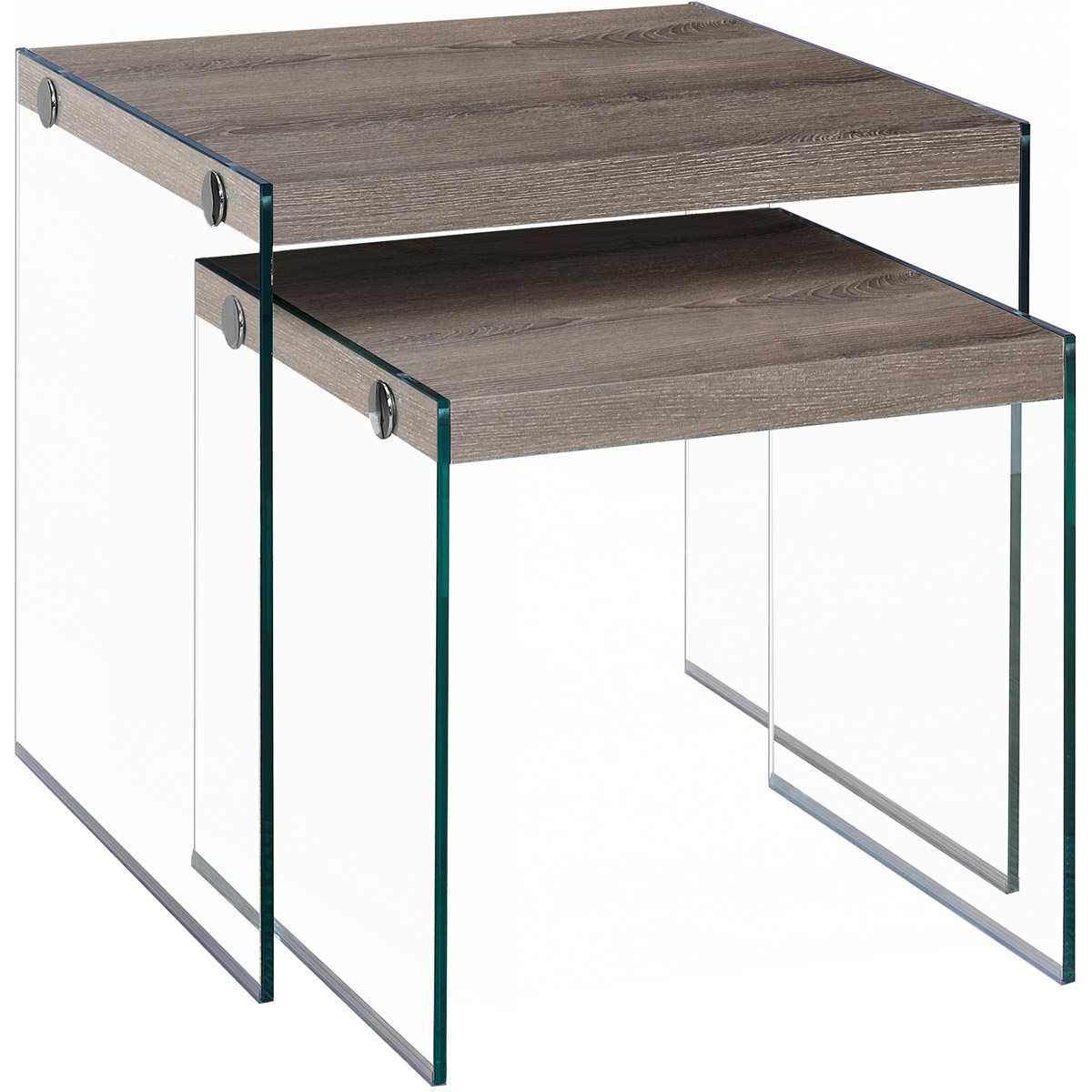 Cortland 20 X 20 inch Dark Taupe and Clear Nesting Table, 2-Piece Set