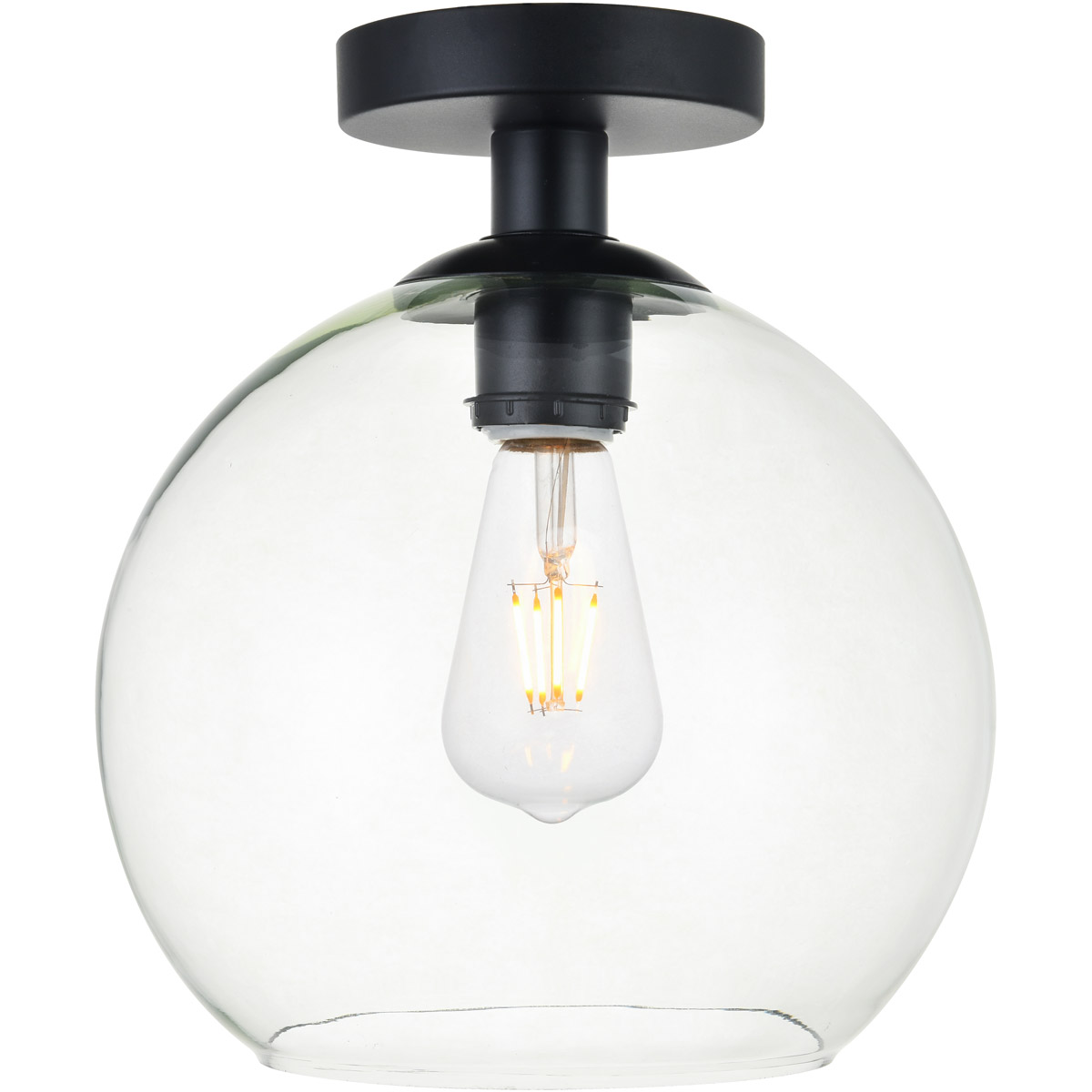 Huntington 1 Light 9.8 inch Black Flush Mount Ceiling Light