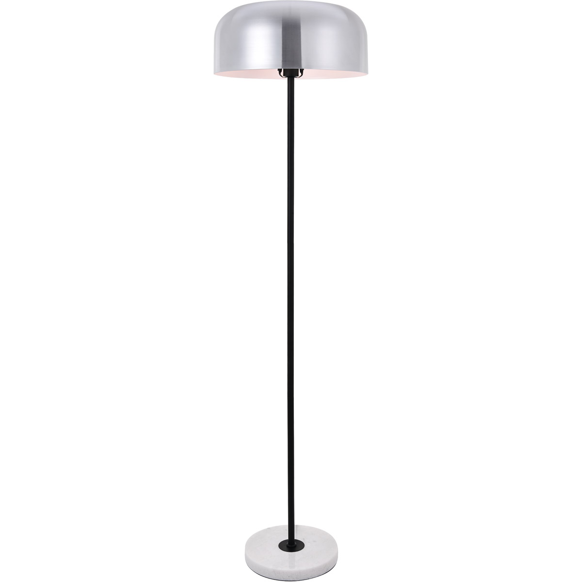 Peru 63 inch 40 watt Brushed Nickel and Black with White Marble Floor lamp Portable Light